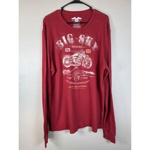 Wicked Quick Classics Mens Big Sky Motors Thermal Graphic Shirt Red 2XL